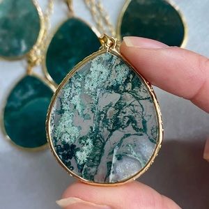Moss Agate Teardrop Necklace